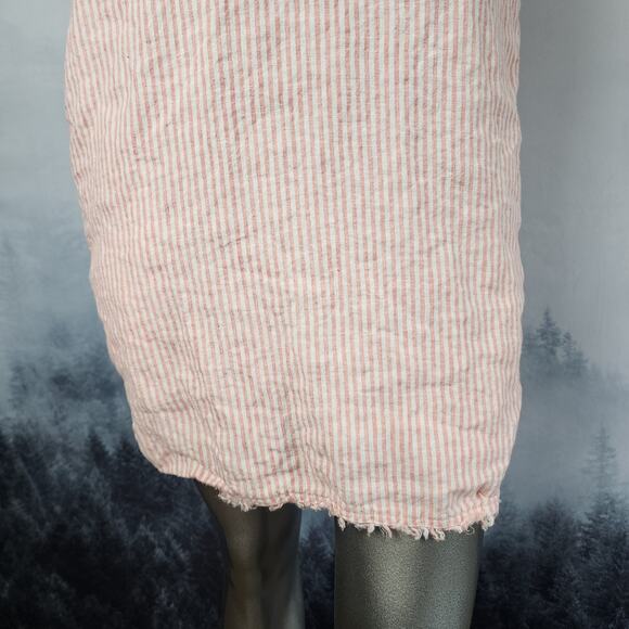 Tommy Bahama Mini Cabana Pink Striped Linen Fringe Shift Dress | Women's S/P - Picture 4 of 15